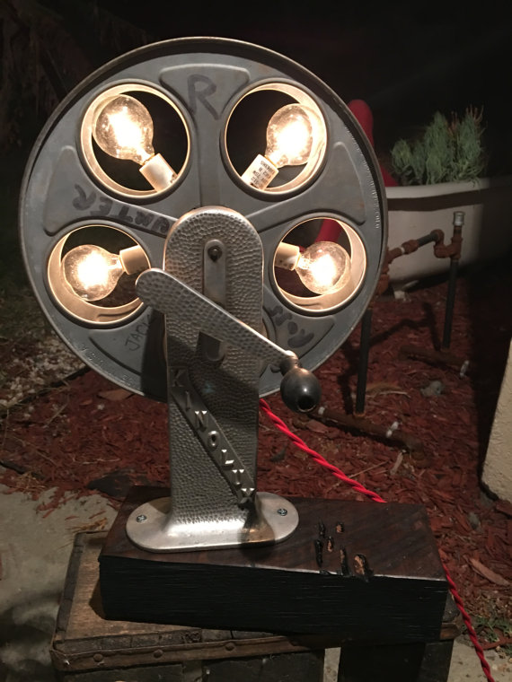 Raphael Creations vintage film reel lamp